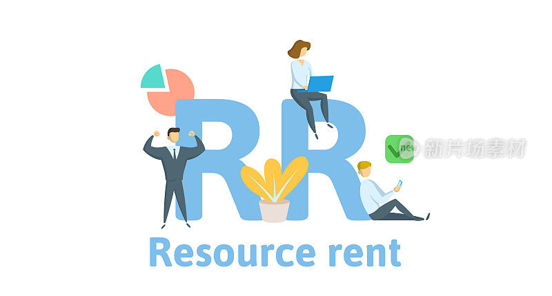 RR, Resource Rent. Concept with keywords, letters and icons. Flat vector illustration. Isolated on white background.